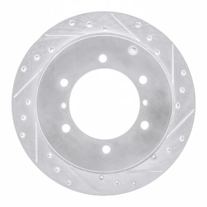 Mitsubishi Montero Brake Rotor (1) - Rear Right - R1 Concepts - Drilled & Slotted - Silver - `90-`04